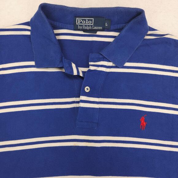 Polo by Ralph Lauren Collared Short Sleeve Polo Shirt Mens Size Large L Blue - Picture 1 of 9